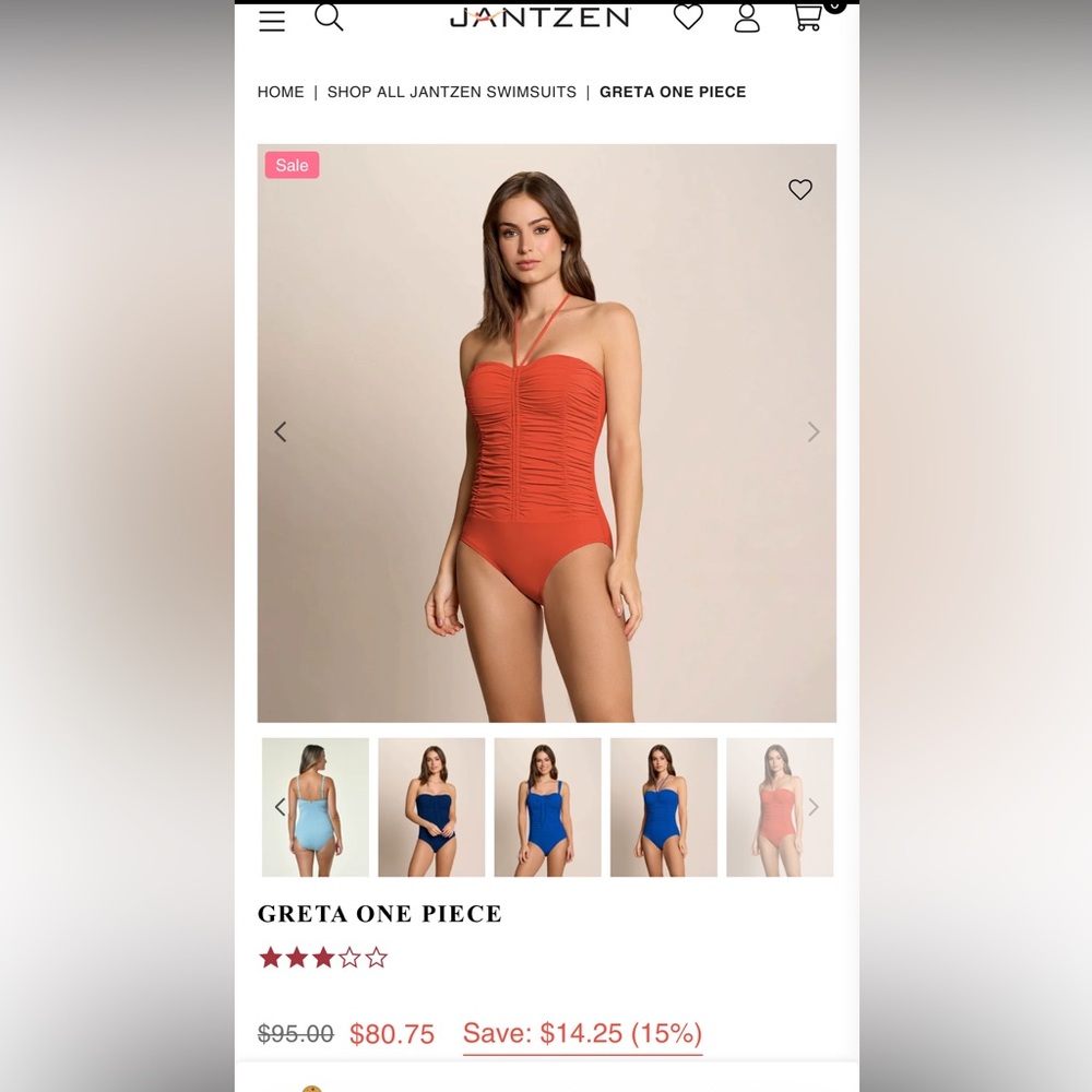 Tommy Control Jantzen One Piece Swimsuit